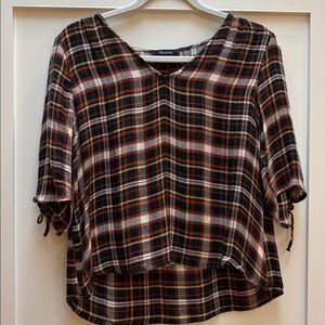 Madewell Multicolor Plaid V-Neck Blouse
